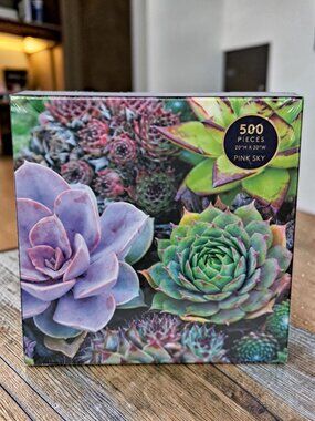 500 Pieces 20x20" Pink Sky Jigsaw Puzzle Succulent Garden